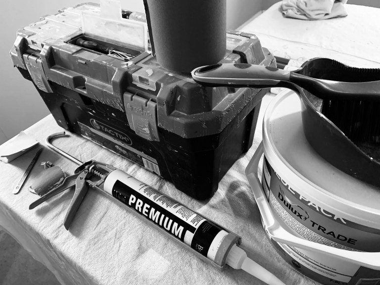 Decorating materials stock photo